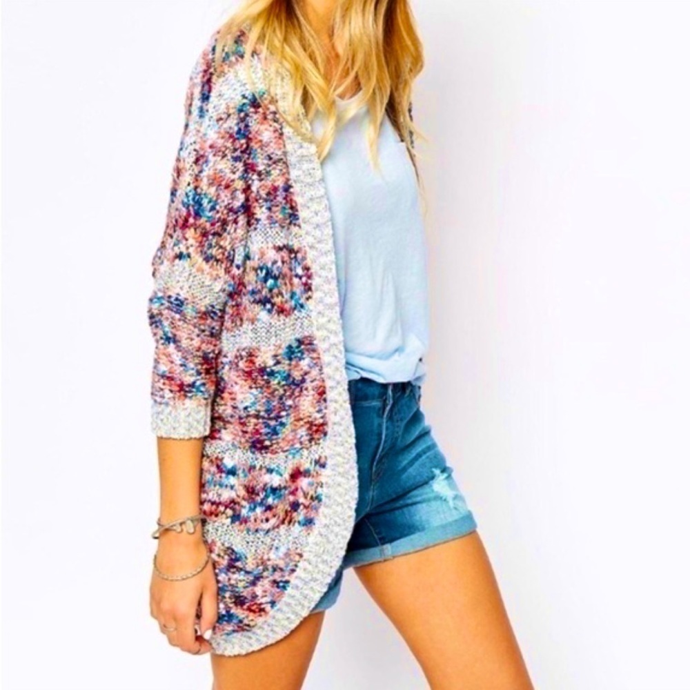 Anthropologie Noisy May Rainbow Multicolor Knitted Cardigan Size Small